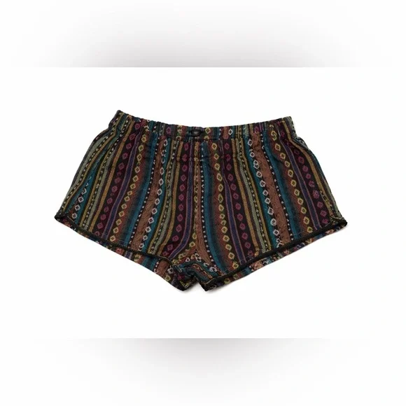 Tribal Knit Shorts M – Boho Festival Aztec Colorful Blue Black Pink Yellow White - Picture 3 of 5